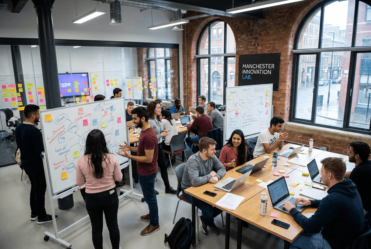 Entrepreneurship students in innovation lab